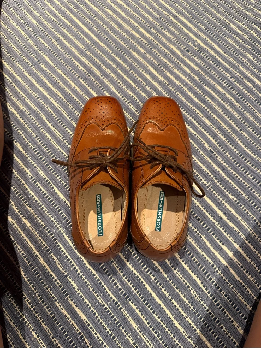 Florsheim Brown Leather Wingtip Brogue Oxfords for little kids